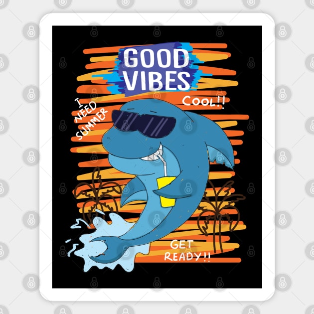 dolphin good vibes Magnet by Mako Design 